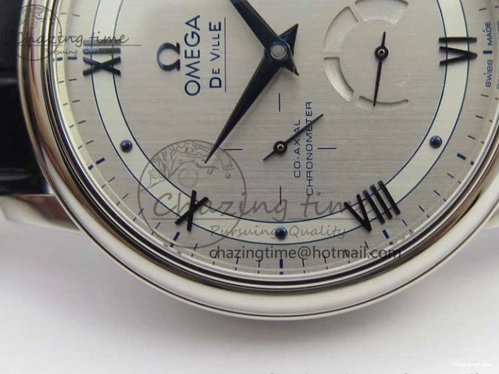 1218 Timeless De Ville Prestige Real PR SS ZF 1:1 Best Edition Gray Dial Blue Markers on Blue Leather Strap MIYOTA 7936